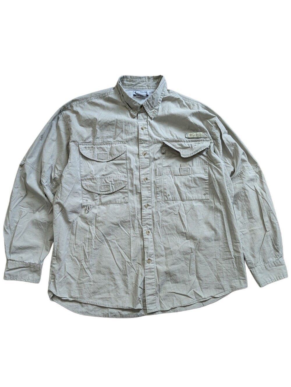 Columbia Men’s Light Gray PFG Bonehead Ventilated Long Sleeve Shirt Size Large